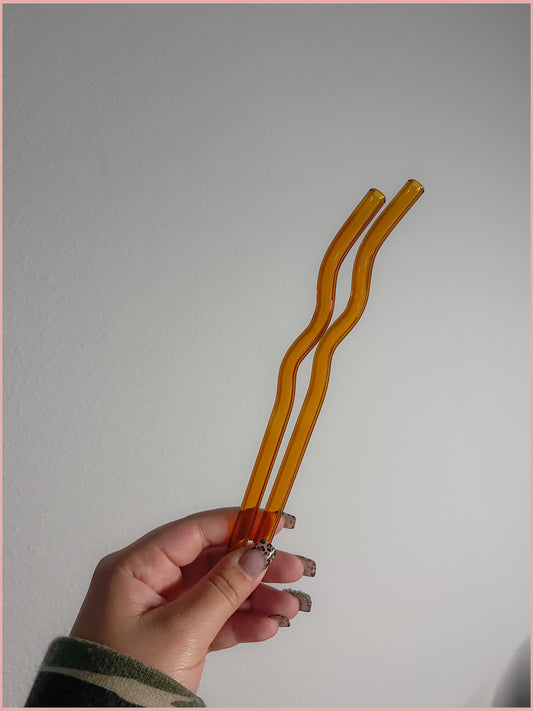 Amber Wavy Straw