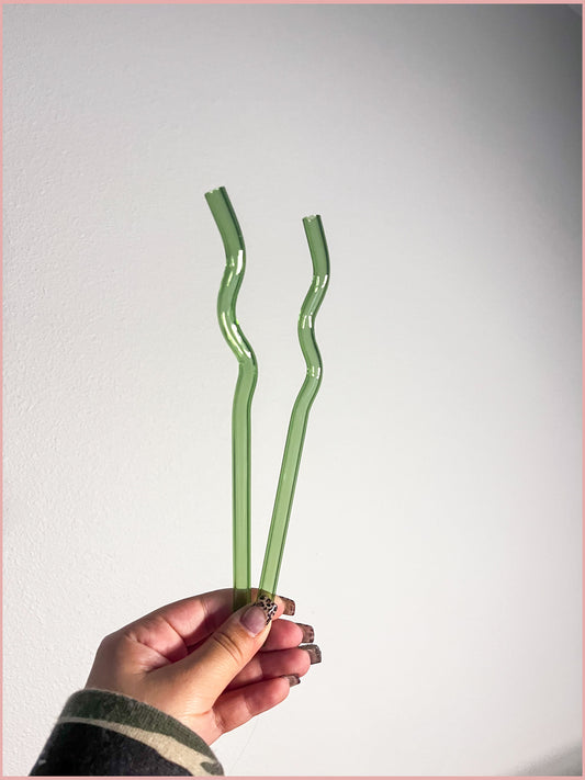 Green Wavy Straw