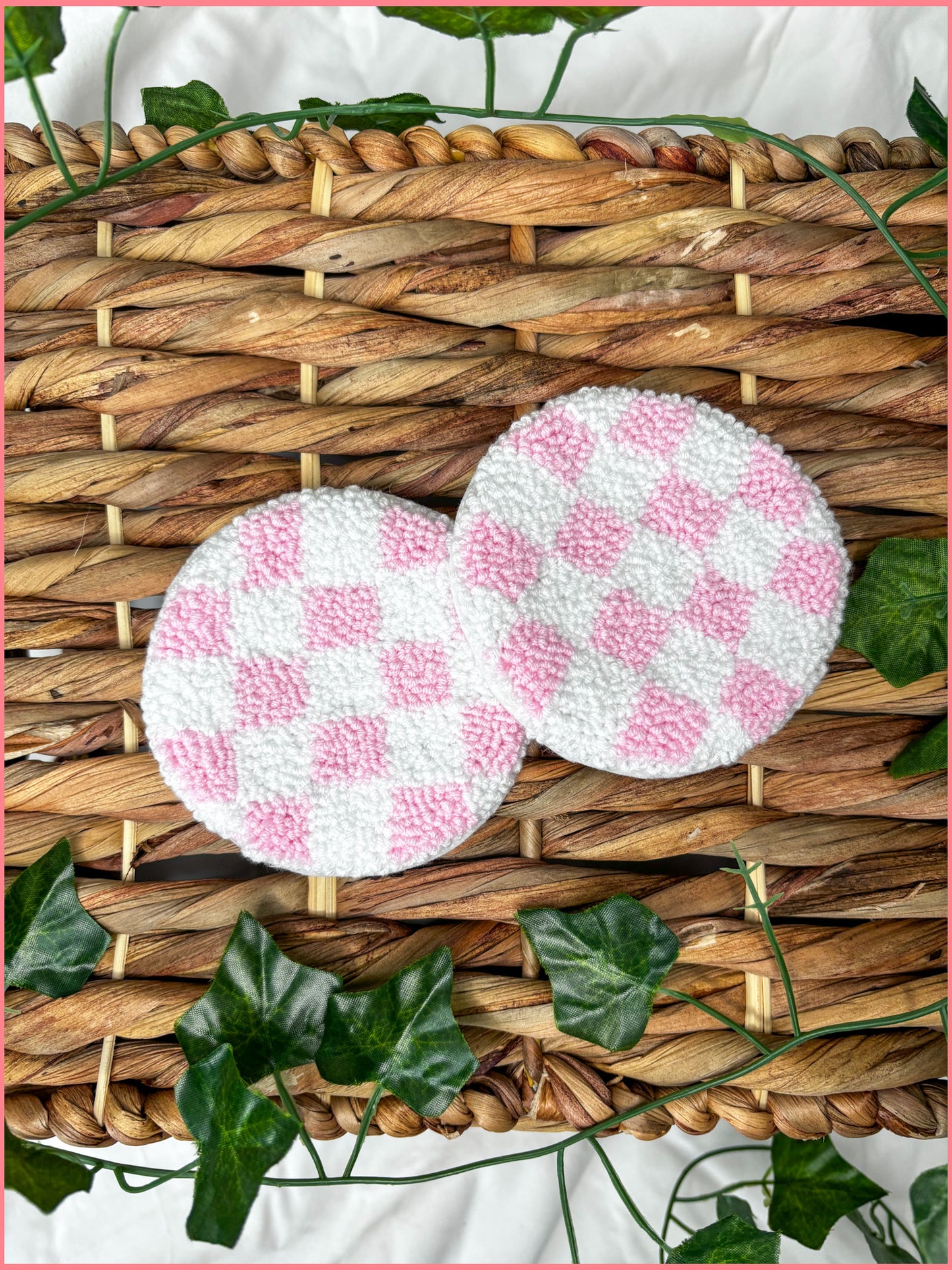 Pink Checkered Coaster